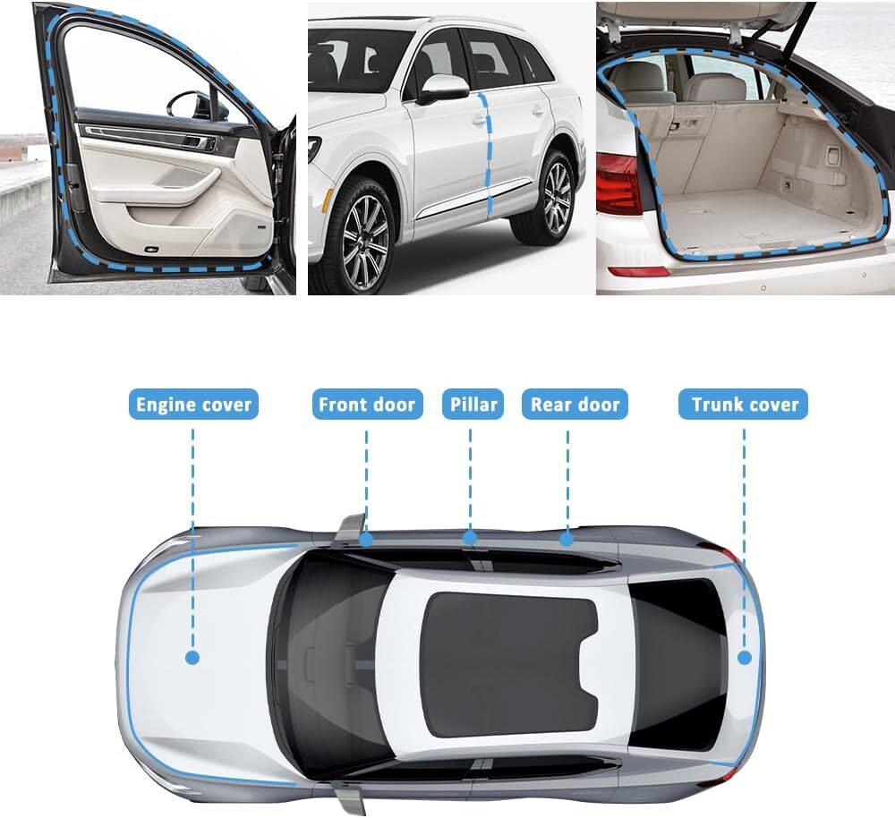 Automotive Door Weather Stripping 20Ft Car Door Rubber Edge Trim Seal Strip