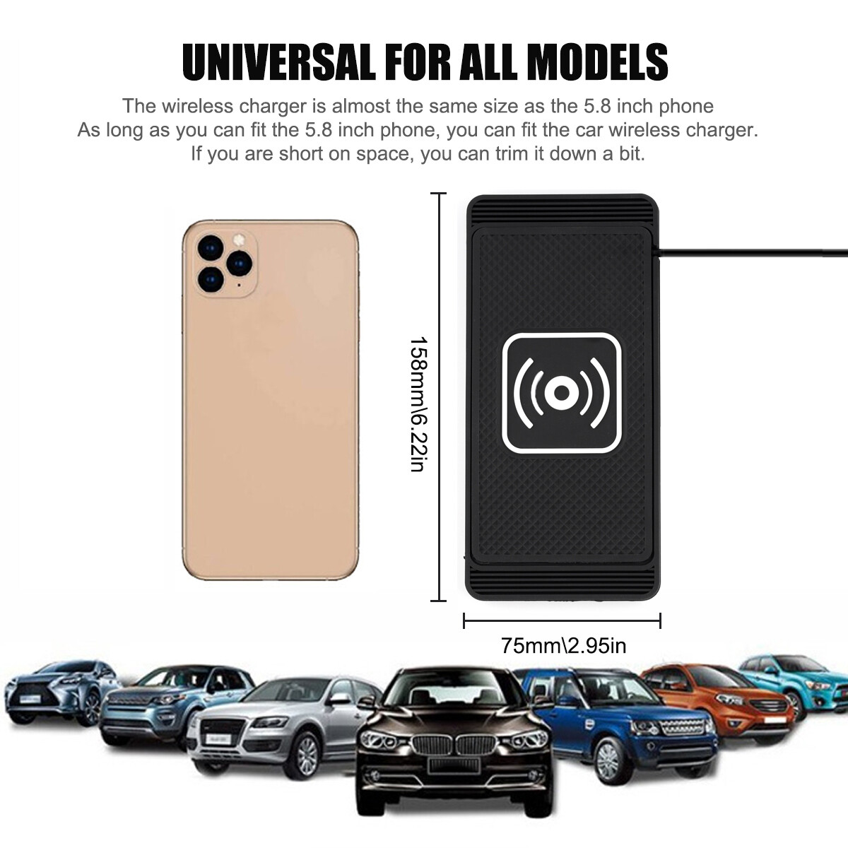 For Samsung Apple iPhone Wireless Fast Charging Car Phone Charger Silicone Pad