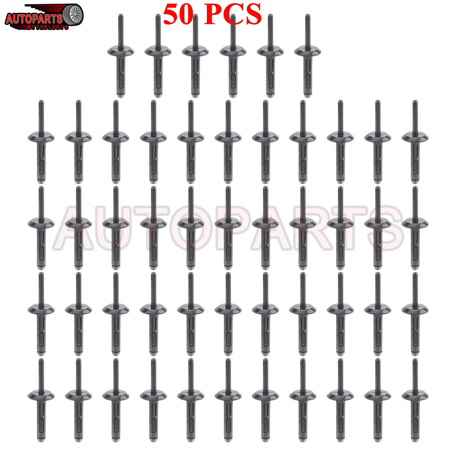 For Jeep Chrylser Dodge Nylon Blind Rivets 6500911 14063981 N803043S (Set of 50)