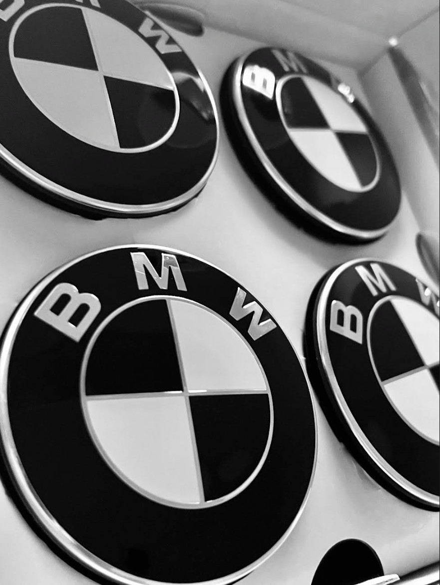 68MM Black & White FLOATING Wheel Center Caps For (Set of 4) – #1