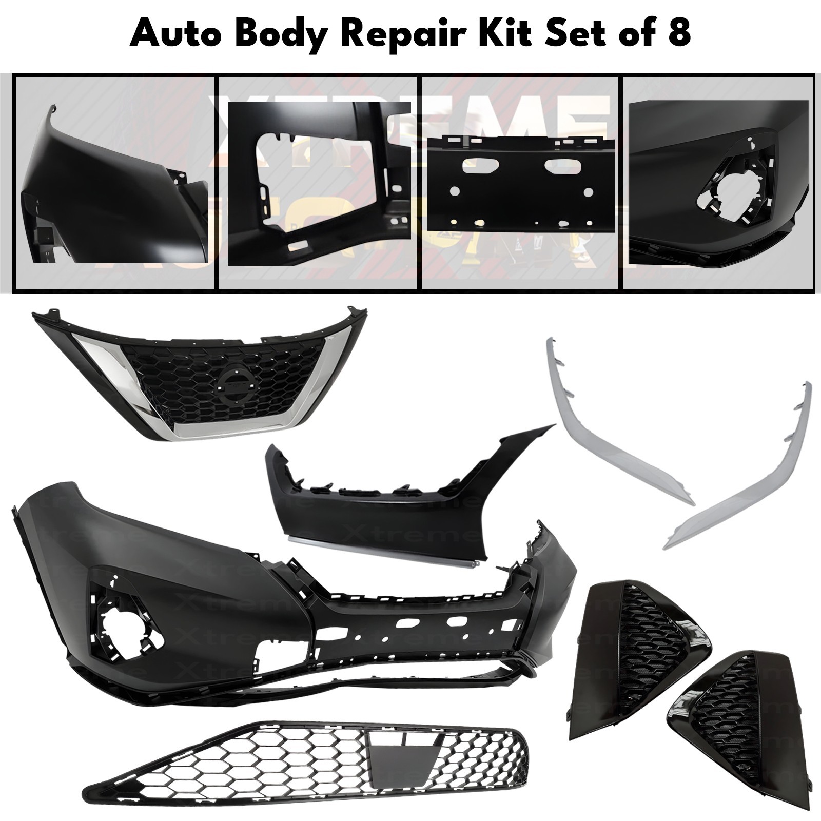 Front Bumper Cover Primed Plastic & Fog Lights Cover For 2019-2023 Nissan Murano