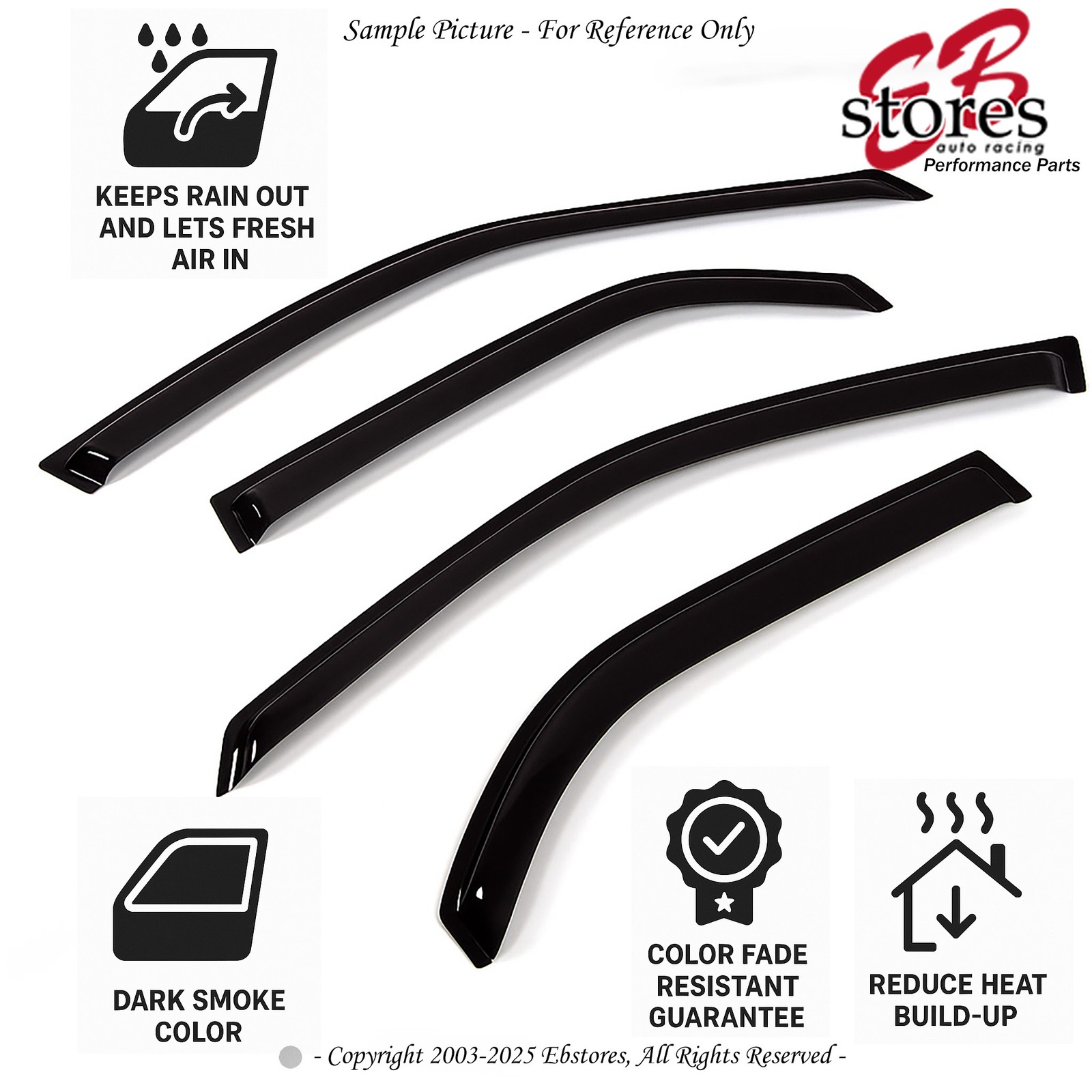 For 2006-2008 Volkswagen Passat Smoke Window Visor Rain Guard Deflector 4pcs Set