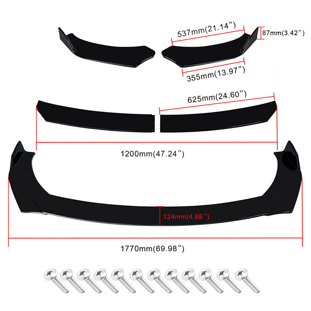 Front Bumper Lower Lip Spoiler Splitter +Strut Rods For Chevrolet Cobalt 2005-10