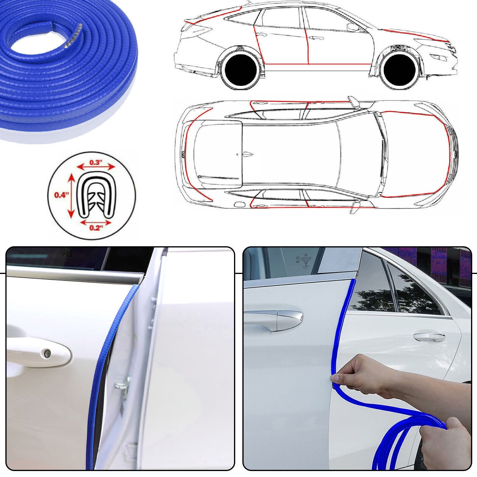 20Ft Rubber U Channel Edging Trim Seal Door Window Edge Protector Strip U-Shape