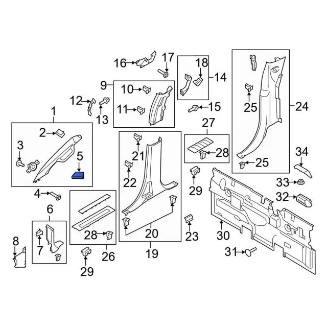 Genuine Ford Body A-Pillar Trim Panel Cap FL3Z-1531458-AC