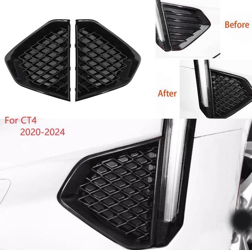 Glossy Black Front Fog Light Honeycomb Grille Repalce For 2020-2024 Cadillac CT4