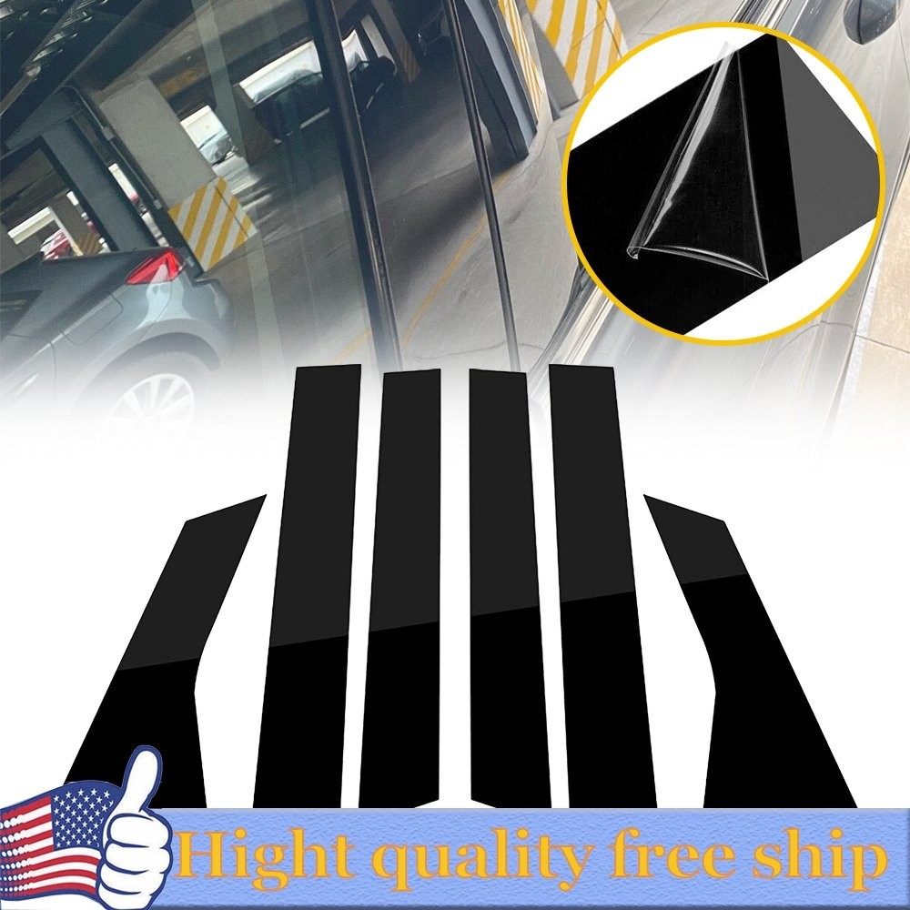 6X Black Pillar Posts Window Door Trim Cover For Honda Accord Sedan 2018-2021 US