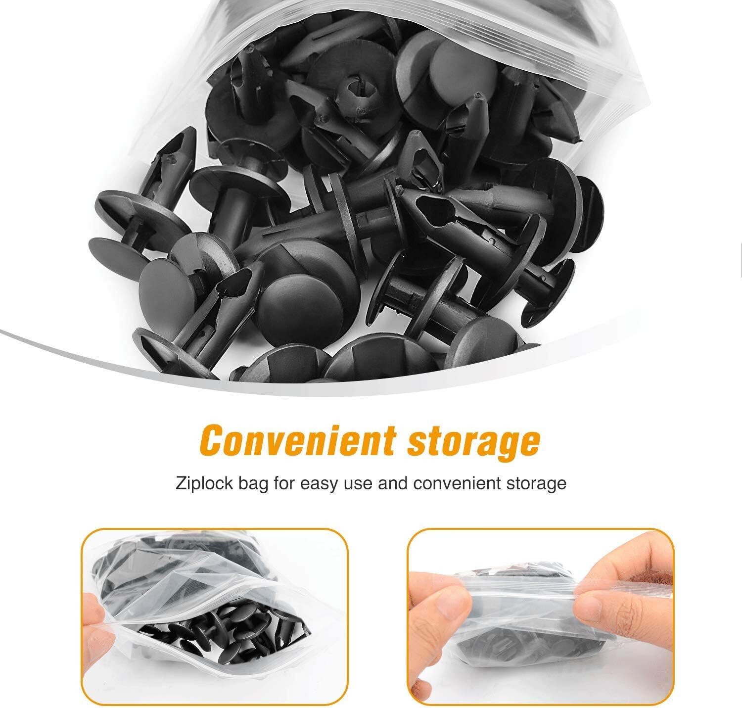 120PCS 8mm Bumper Clips Retainer Auto Car Plastic Rivets Fastener Fender Push