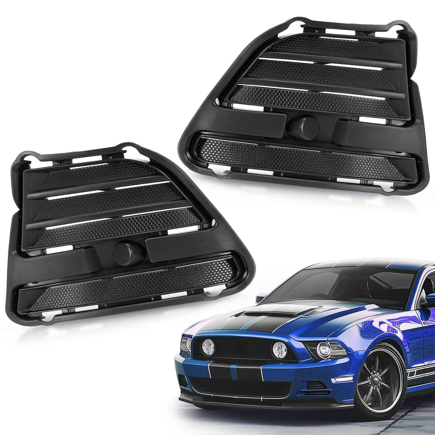 Pair Fog Light Bezel Front Bumper Cover For Ford Mustang GT ST 2013 2014
