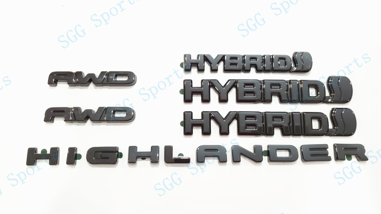 6PCS Gloss Black HYBRID Highlander AWD OVERLAY Emblem Fit 2020+Toyota Highlander