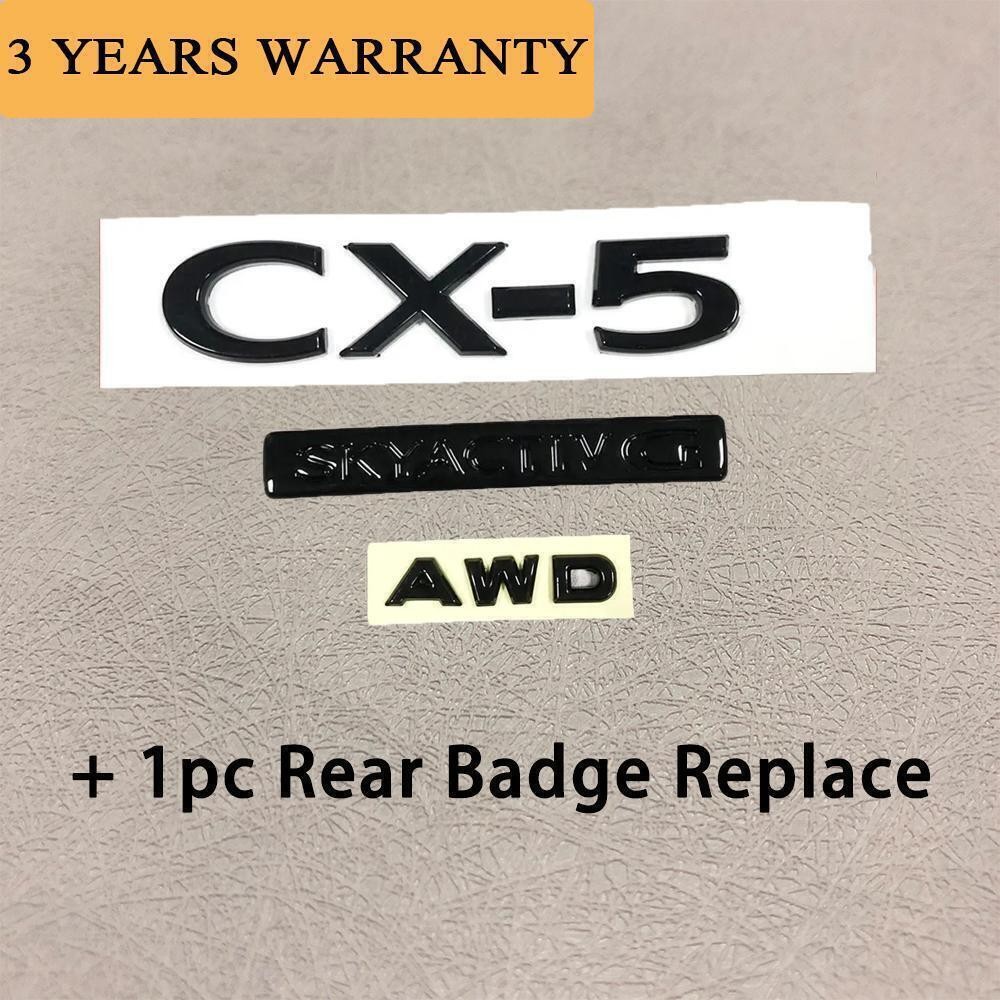 4pcs Gloss Black For 2023-2024 CX-5 AWD SKYACTIV G Emblem + Rear Badge Replace