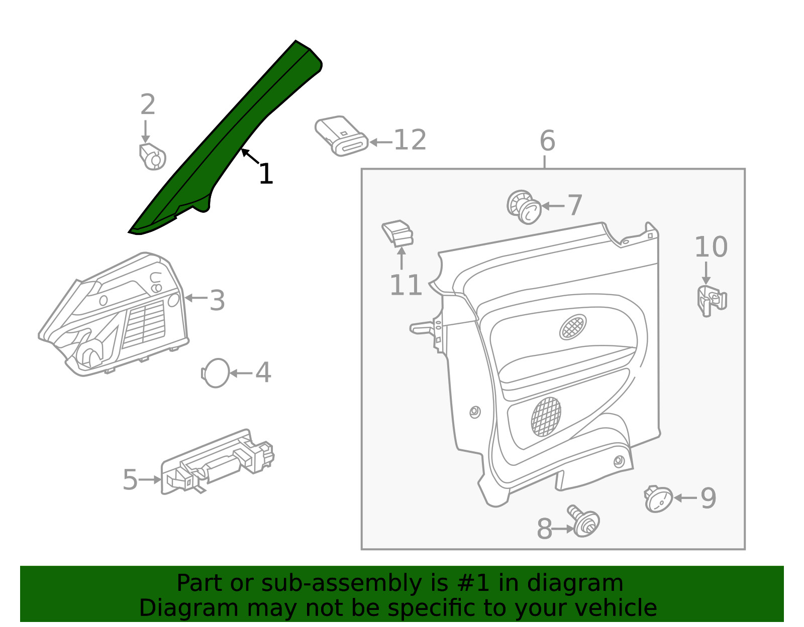 Genuine Volkswagen Body C-Pillar Trim Panel 5C5-867-287-D-PX7