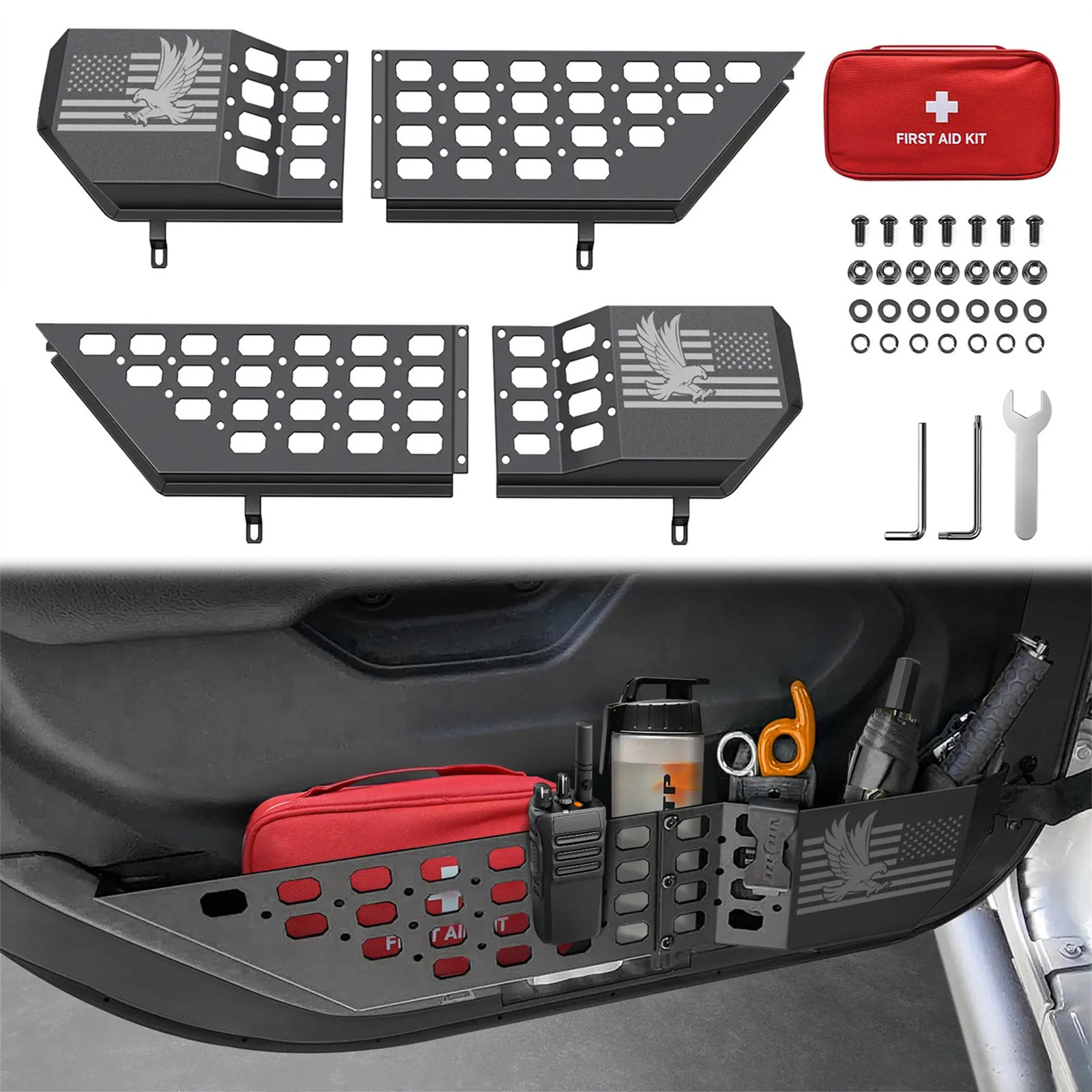 Metal Front Door Pocket Storage Box fit Jeep Gladiator JT 2020-2024 Organizer