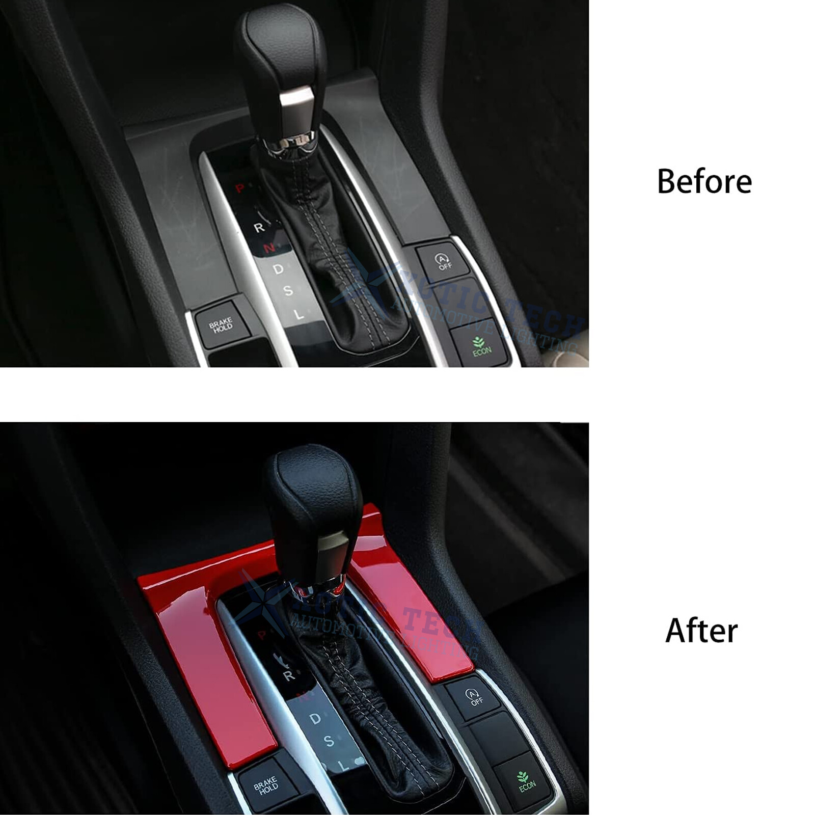 Racing Style Red Interior Gear Shift Panel Cover Trim For Honda Civic 2016-2021