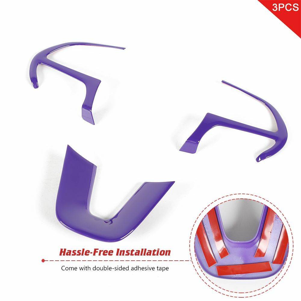 3PCS Steering Wheel Cover Trim Bezels For Dodge Challenger/Charger 2015+ Purple