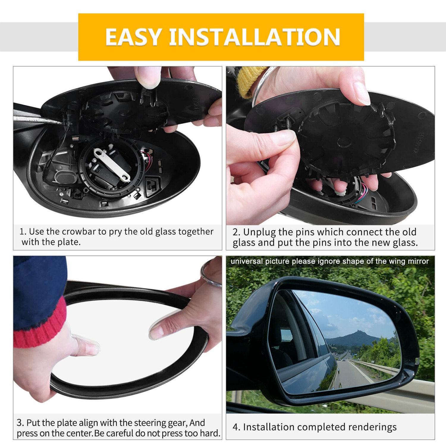 Passenger Side Heated Mirror Glass for Dodge Challenger 2008-2020 68048446AA