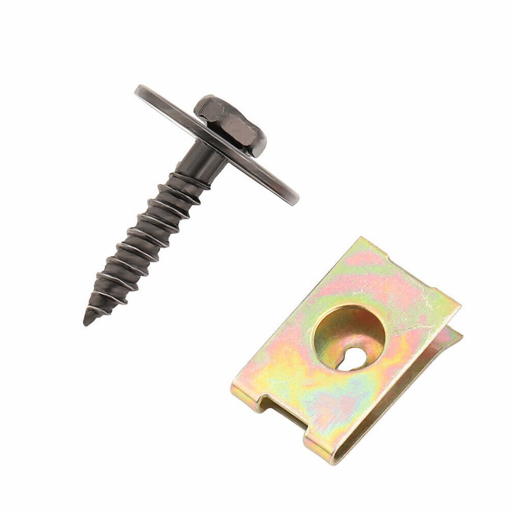 Universal U-Clips & Body Bolts Screws Fastener Car Fender Bumper Retainer 40Pcs
