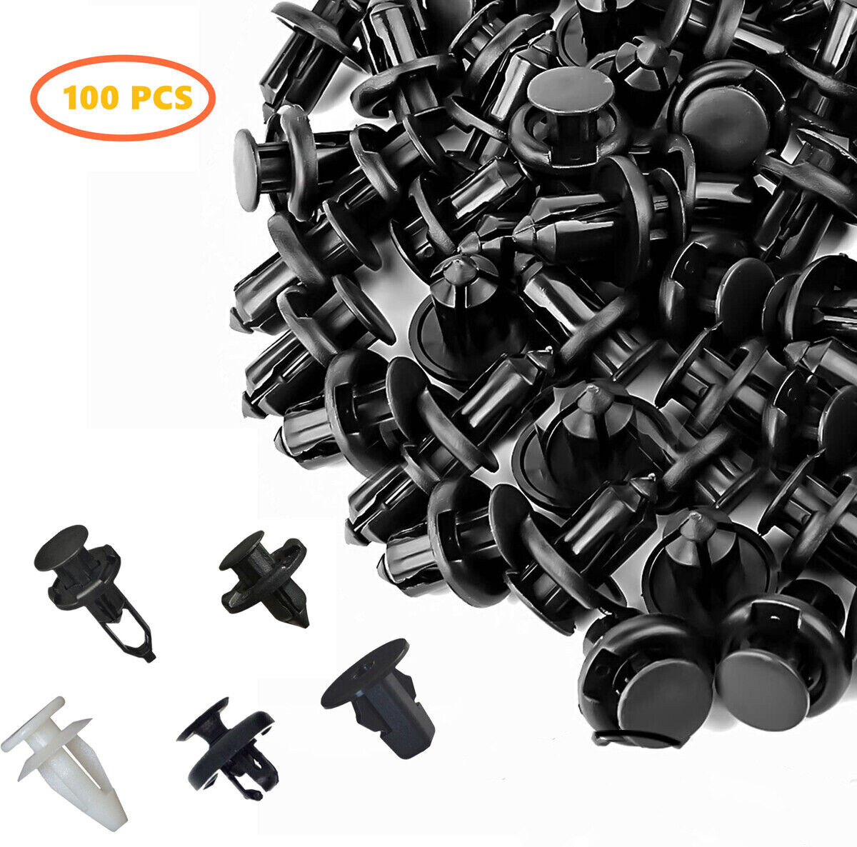 100Pcs/Set Plastic Rivet Car Fender Bumper Push Pin Clips 10mm Hole For Honda