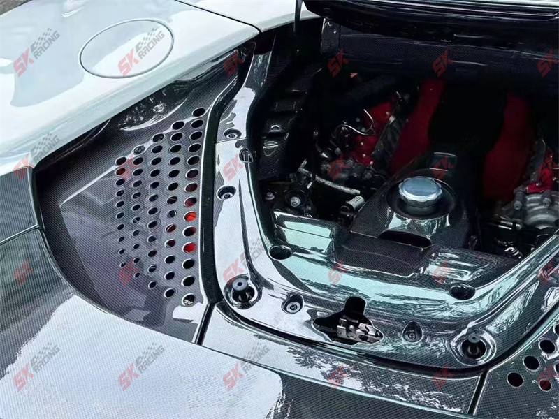 Plain Weave Dry Carbon Fiber Inner Engine Bay Cover Fits Ferrari SF90 Spider 21+