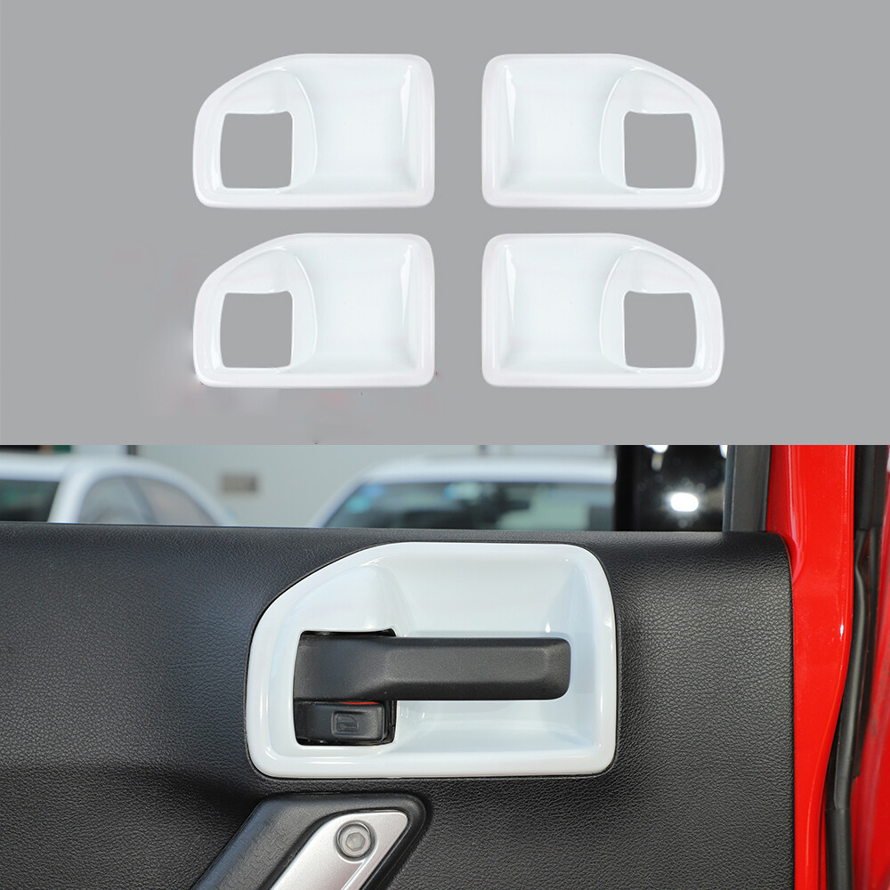 White Interior Door Handle Bowl Cover Trim for Jeep Wrangler JK 11+ Accessories