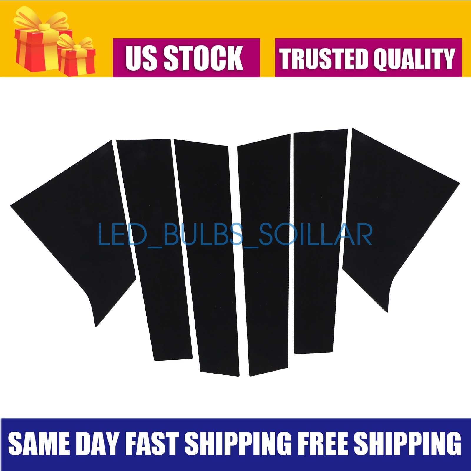 6pcs Black Window Pillar Post Door Trim Cover Set For Chevrolet Malibu 2016-2021