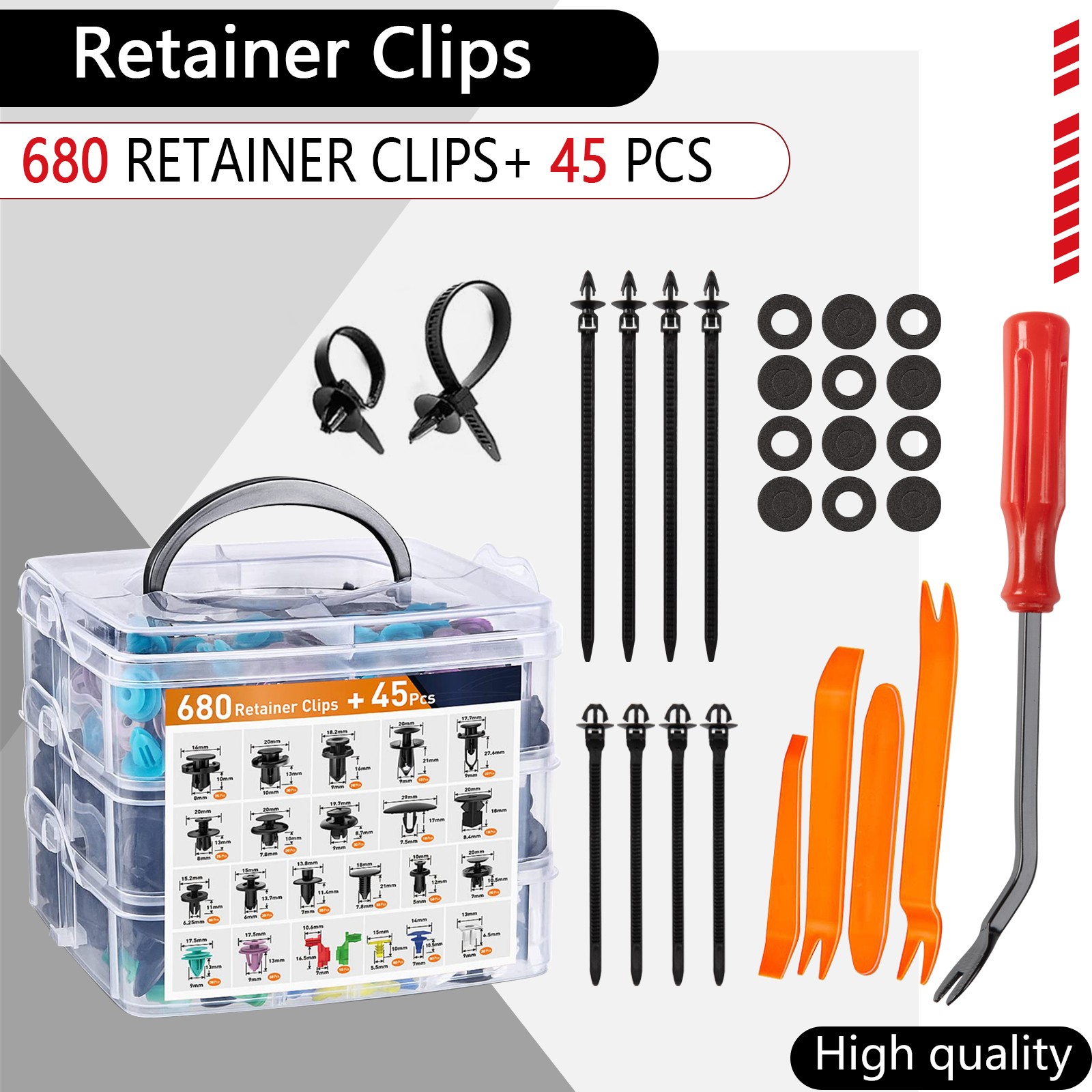 725Pcs Car Push Retainer Clips& Auto Fasteners Assortment with Fasteners Remover
