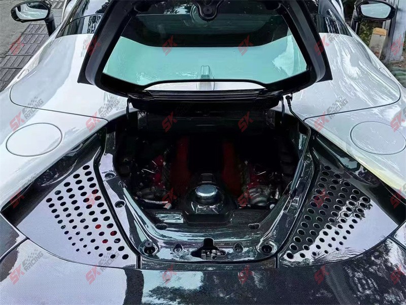 Plain Weave Dry Carbon Fiber Inner Engine Bay Cover Fits Ferrari SF90 Spider 21+