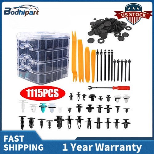 1115PCS Car Retainer Clips Auto Fasteners Push Trim Clips Pin Rivet Bumper Kit