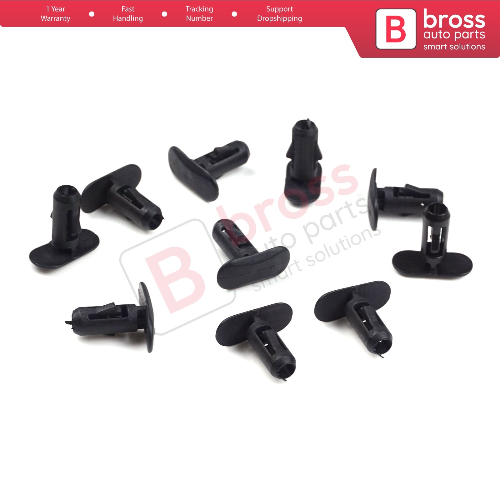 Bross Auto Parts BCF407 10 Pieces Retaining Clip, Black for Renault : 82176228