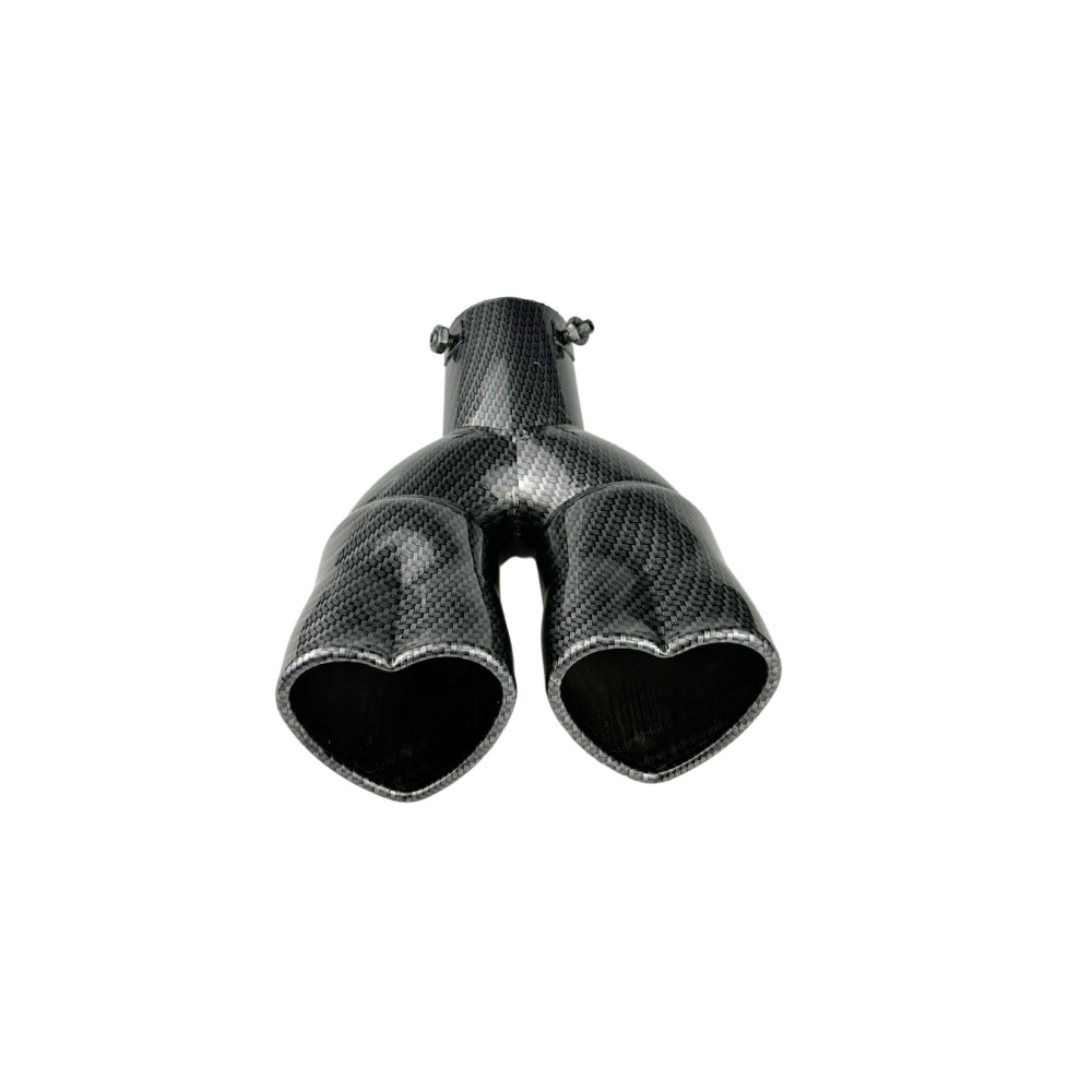 OtpOutopa Heart-Shaped 2.5 inch Inlet Dual Exhaust Muffler Tip Angle Cut,Carbon