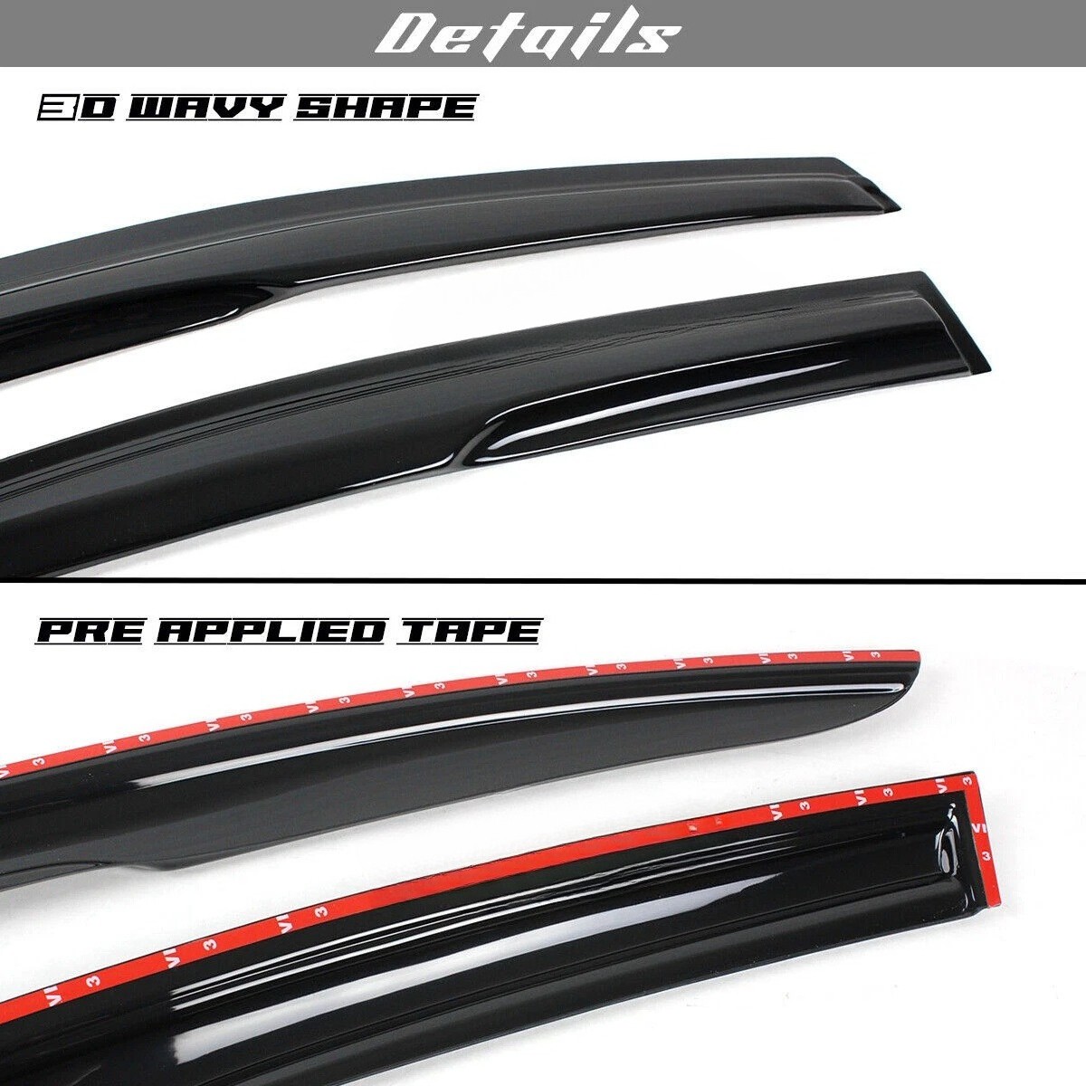 For 08-12 Honda Accord Sedan Chrome Trim Smoke Tinted Window Visors Rain Guards