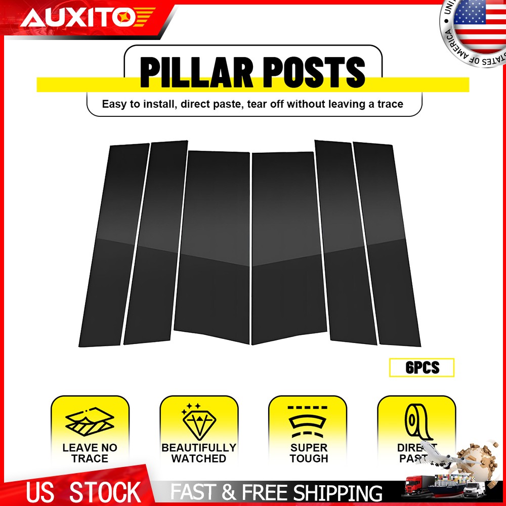 For Honda Odyssey 2011-2017 6Pcs Glossy Black Pillar Posts Door Trim Cover Kits