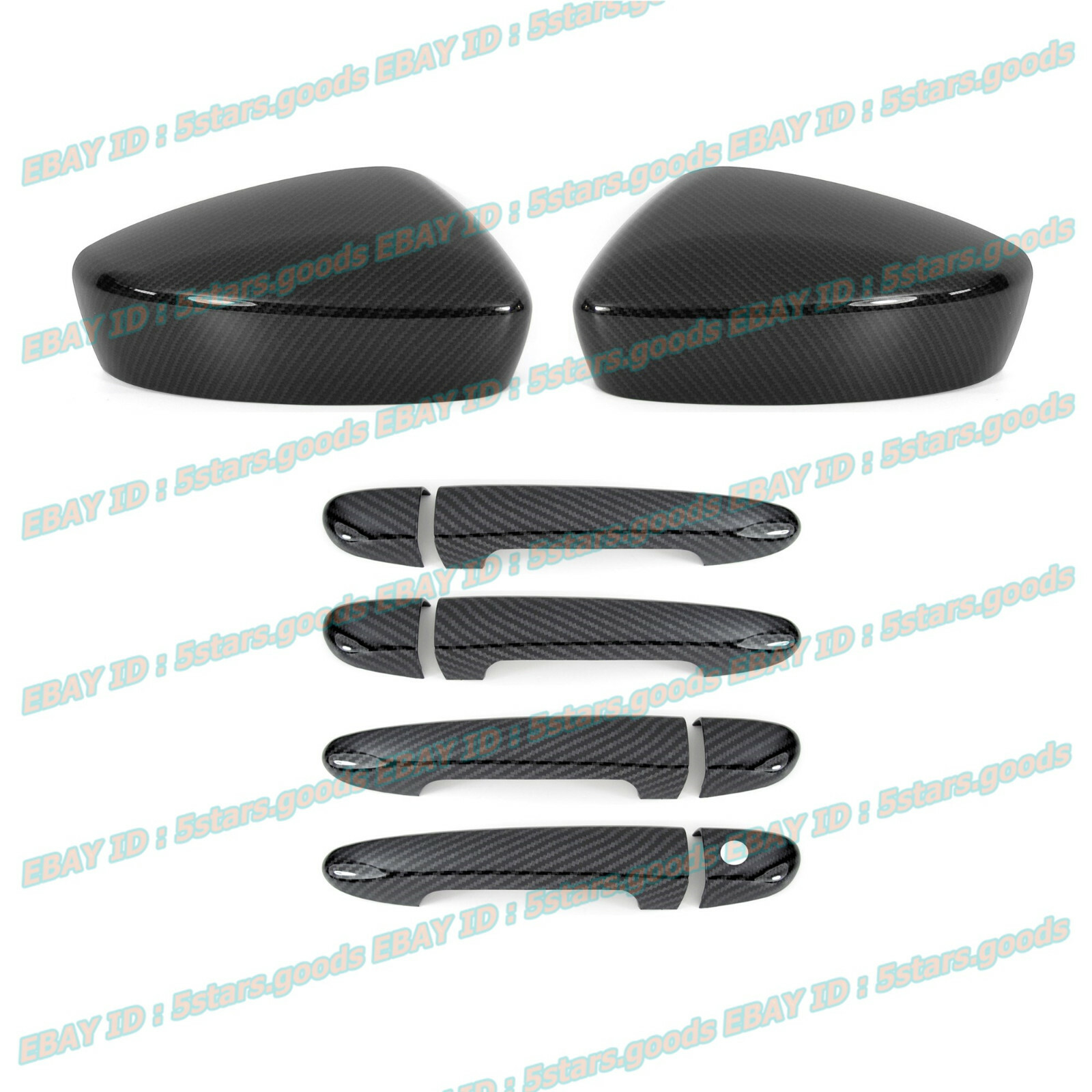 For 14-18 Mazda 3 Sedan Hatchback Carbon Fiber Side Mirror + Door Handle Covers