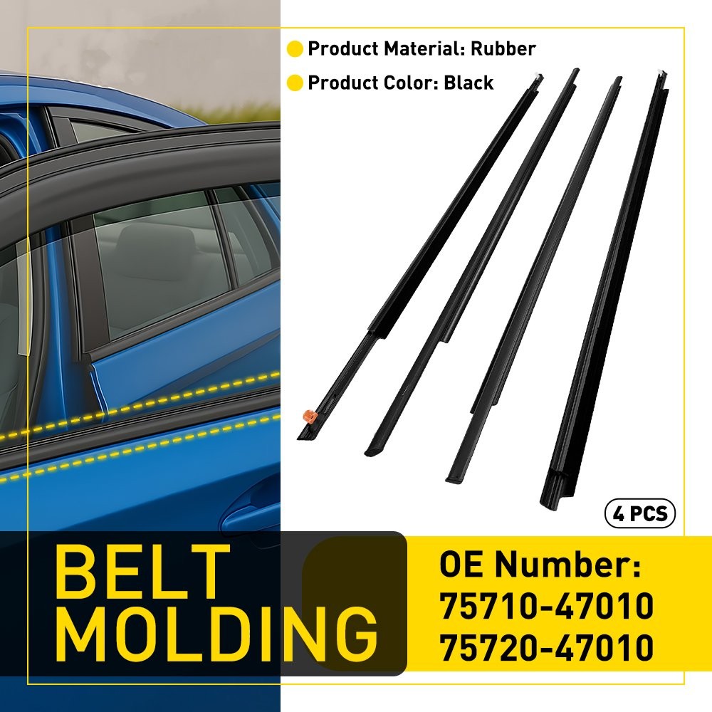 For 2004-09 Toyota Prius Door Window Moulding Weatherstrip Trim Seal Belt4-20x