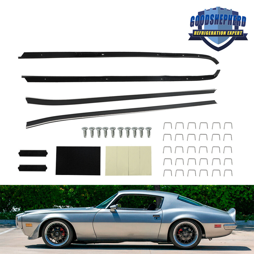 For Firebird Camaro 1970-1981 4Pcs Moldings Window Sweep Weatherstrips Chrome