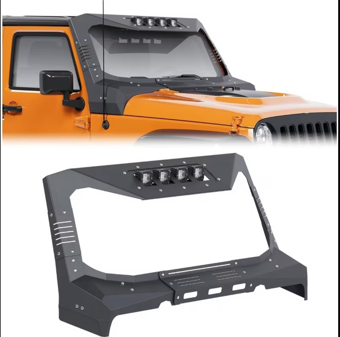 ✅ 07-18 Jeep Wrangler JK Windshield Frame Cover Sun Visor Cowl Steel