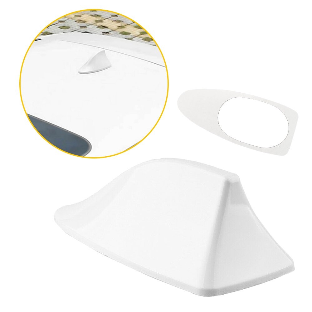 Pearl White Shark Fin Car Roof Antenna Radio FM/AM Signal Aerial Accessories EBE