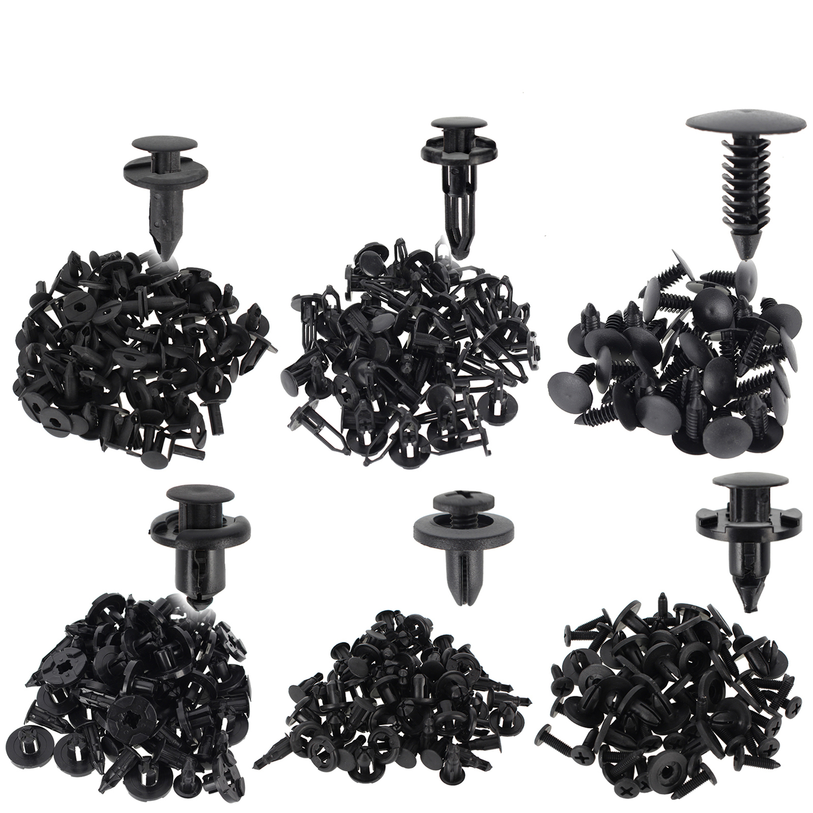 200 Pcs Plastic Rivets Nylon Push Pin Fasteners Retainer Bumper Fender Trim Clip