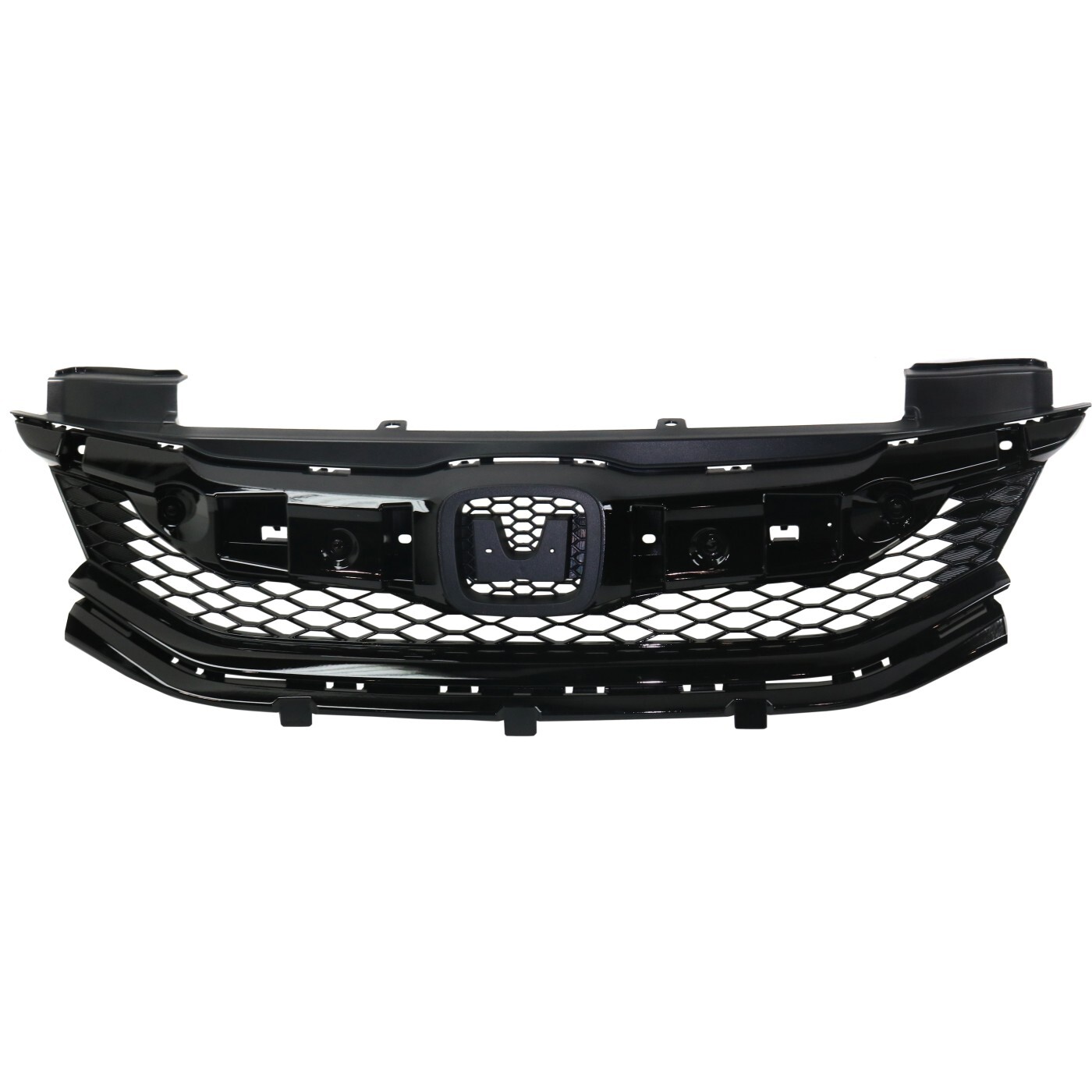 Grille Assembly For 2016-2017 Honda Accord Painted Black Shell and Insert CAPA