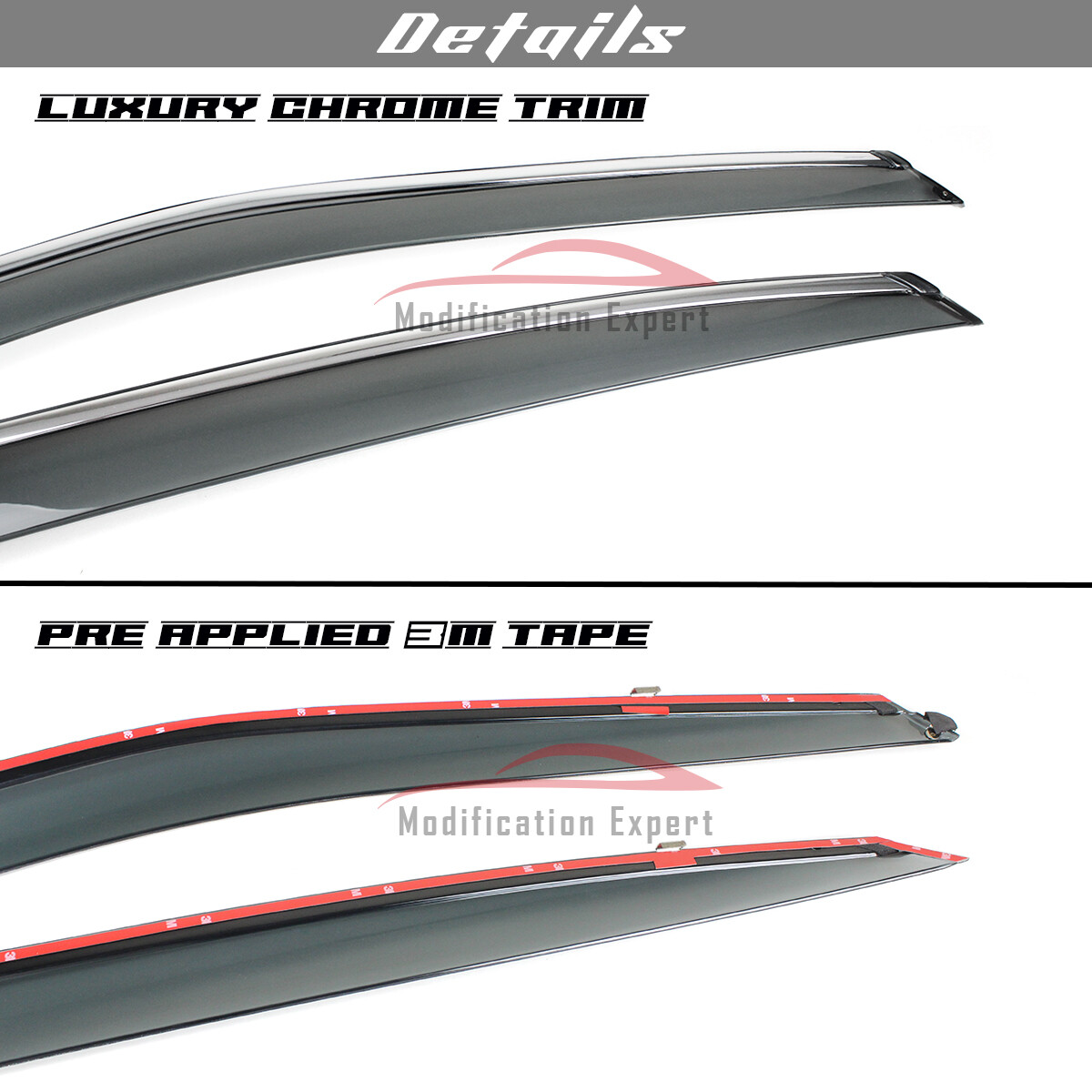 For 2016-2023 Nissan Maxima Chrome Trim Smoke Tinted Window Visors Rain Guards