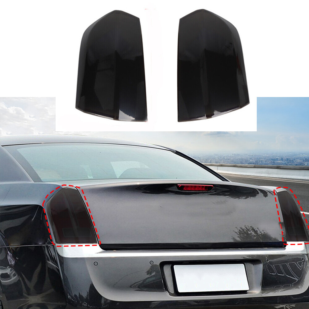 Smoked Black Rear Tail Light Cover Trim Guard Bezels For Chrysler 300 2011-2014