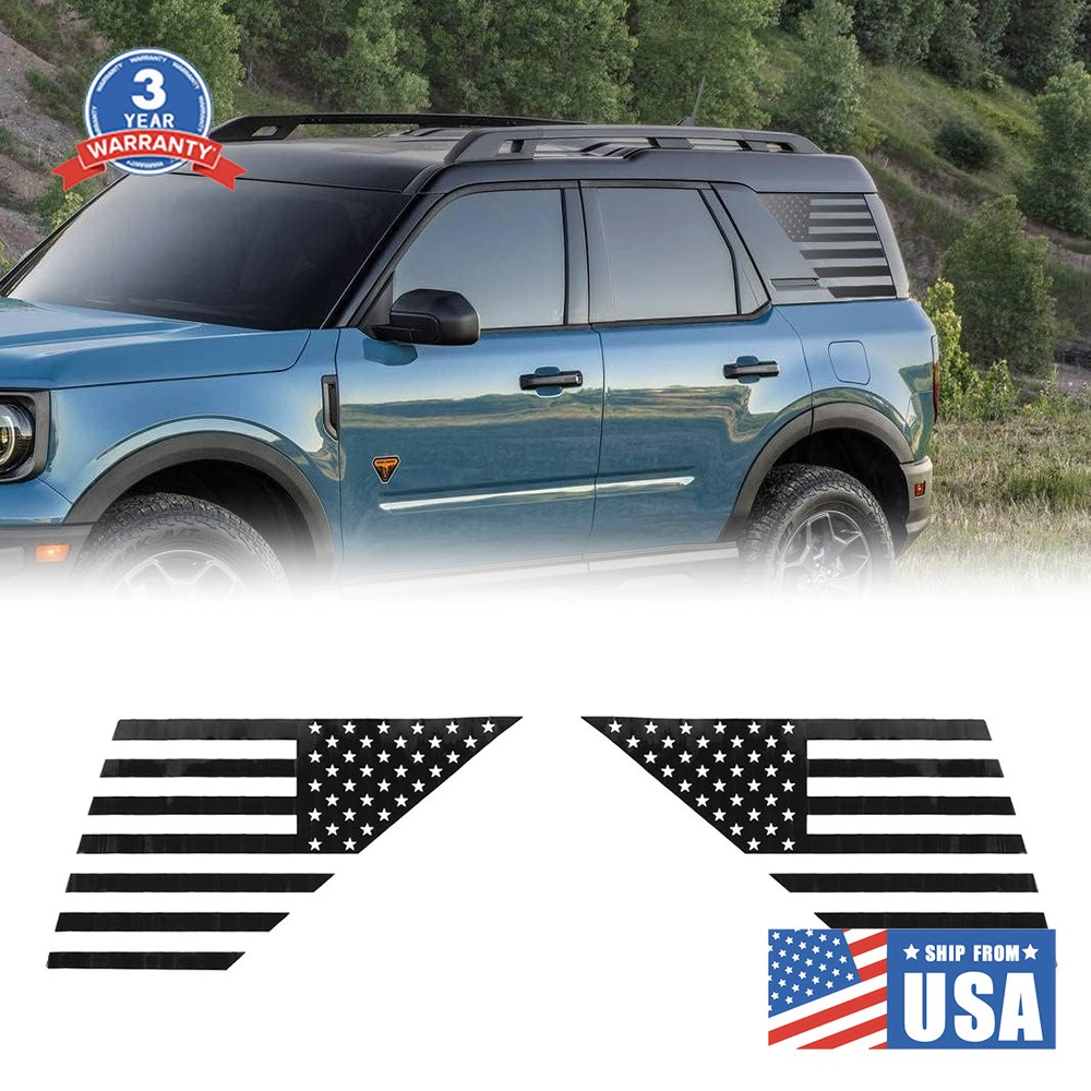 USA Flag Rear Window Black Sticker Decals Vinyl Trim For Ford Bronco Sport 2021+