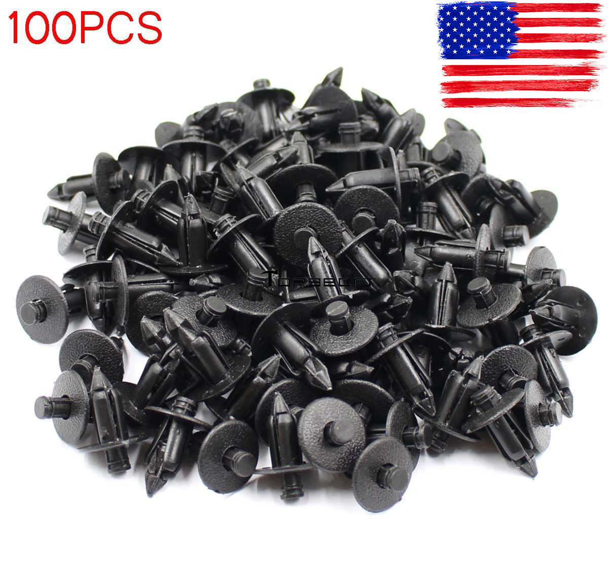100 Pcs 7mm Hole Black Plastic Bumper Fender Push Car Door Clips Rivet Panel