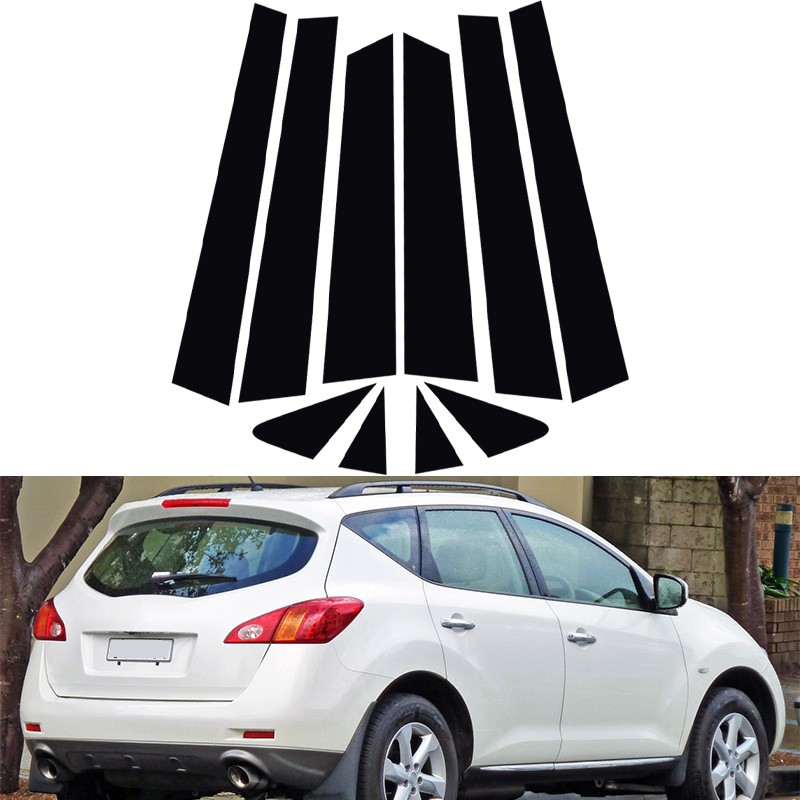 8x Black Polycarbonate Door Window Pillar Posts Fit For Nissan Murano 2003-2008
