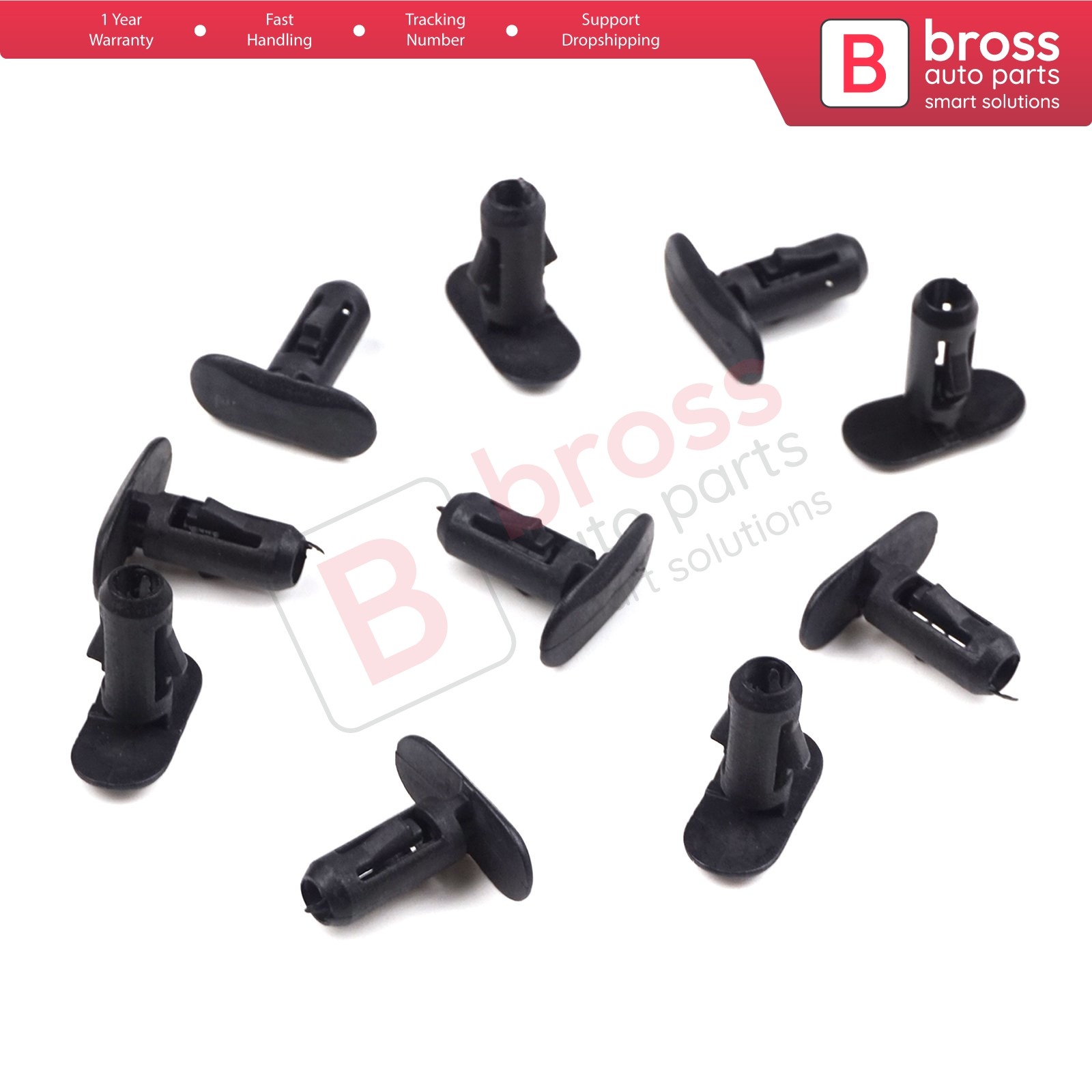 Bross Auto Parts BCF407 10 Pieces Retaining Clip, Black for Renault : 82176228