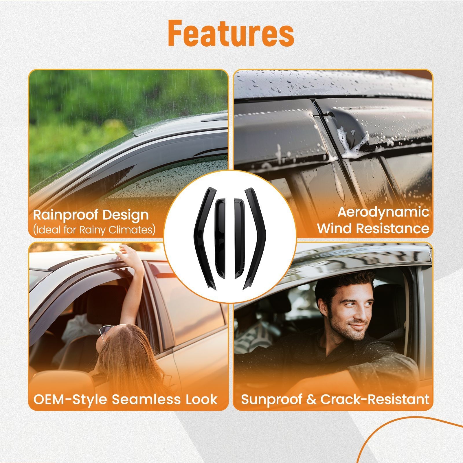 Rain Guard Window Vent Visor for Honda CRV 1997-2001 Acrylic Plastic