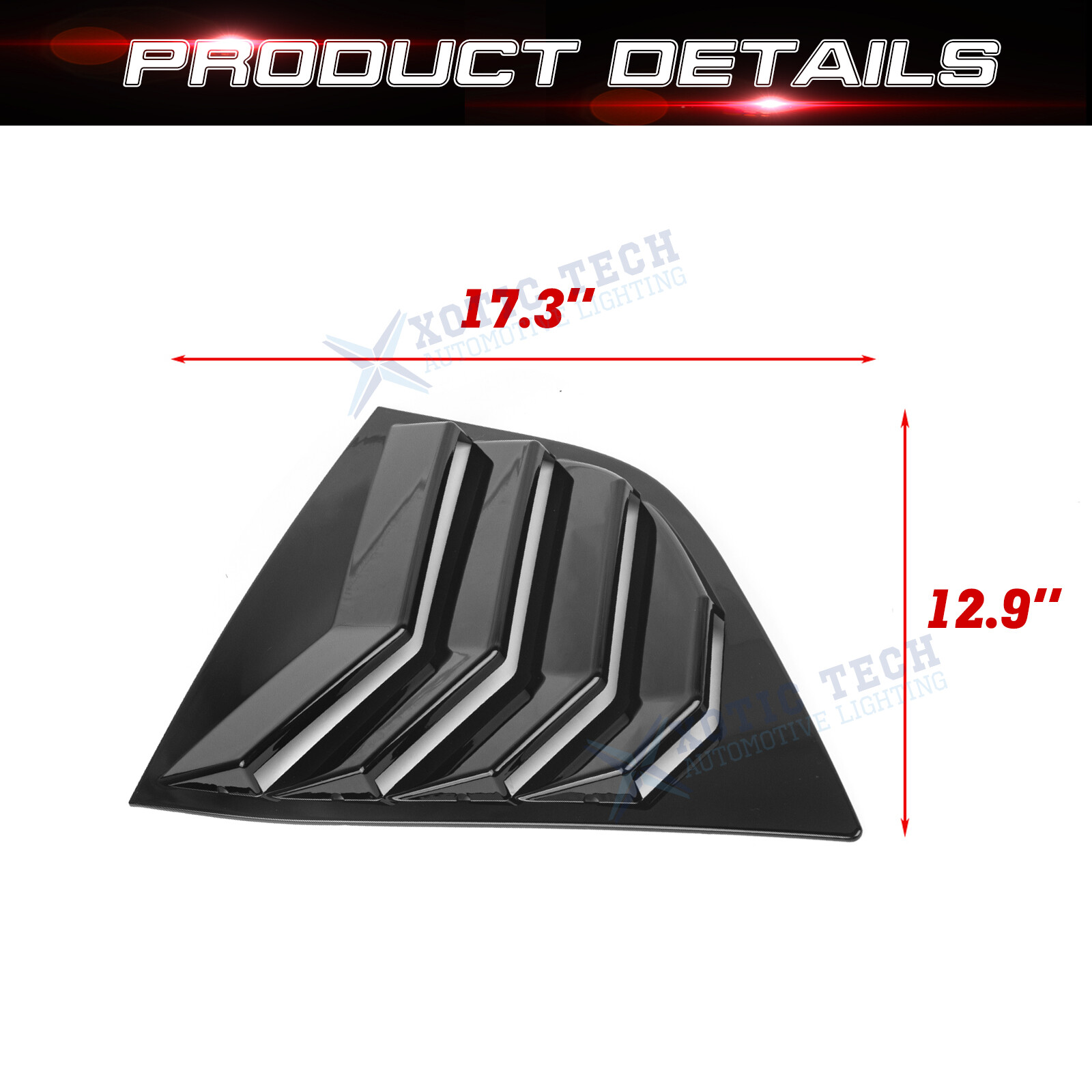 Side Window Louver Blinds Sun Shades Trim For Dodge Challenger 2008+ Gloss Black