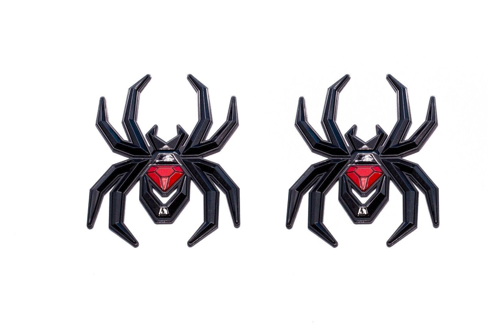 2 X Black Red Spider Emblem For F-150 Silverado Sierra RAM Black Widow Edition
