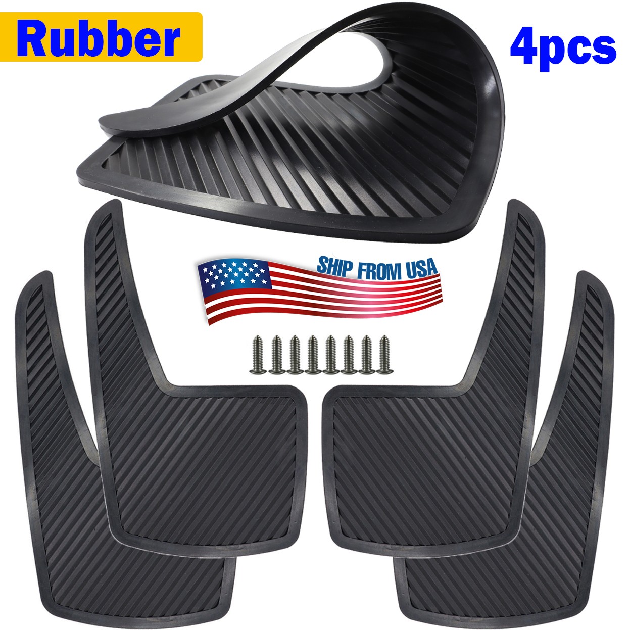 4pc Thicker RUBBER Mud Flaps Universal Car Pickup Van Truck UTV ATV Splash Guard