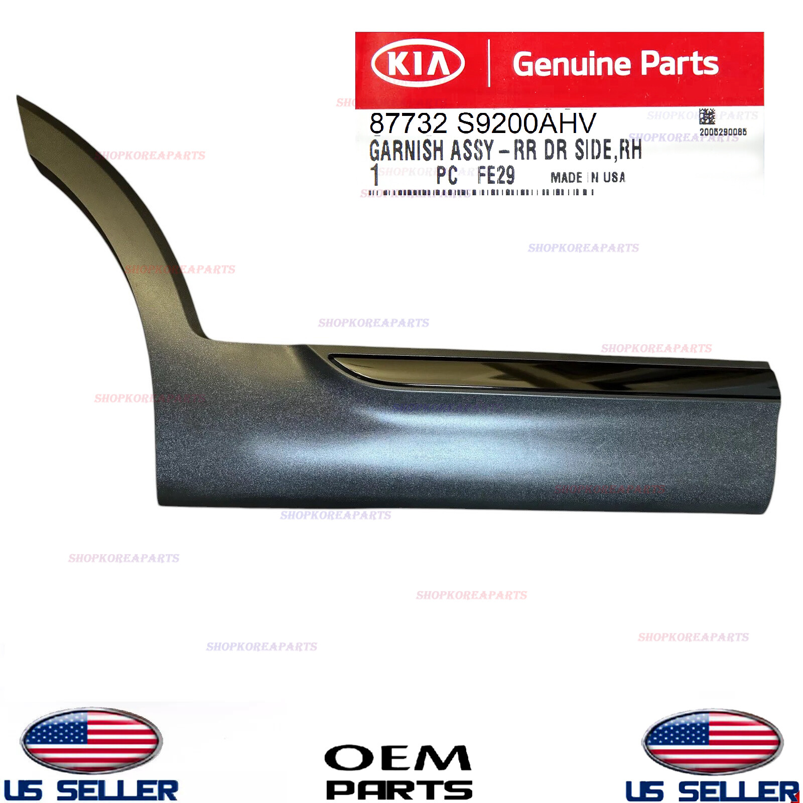 Genuine Rear RIGHT Passenger Side Door Molding Garnish 2020-2022 Kia Telluride